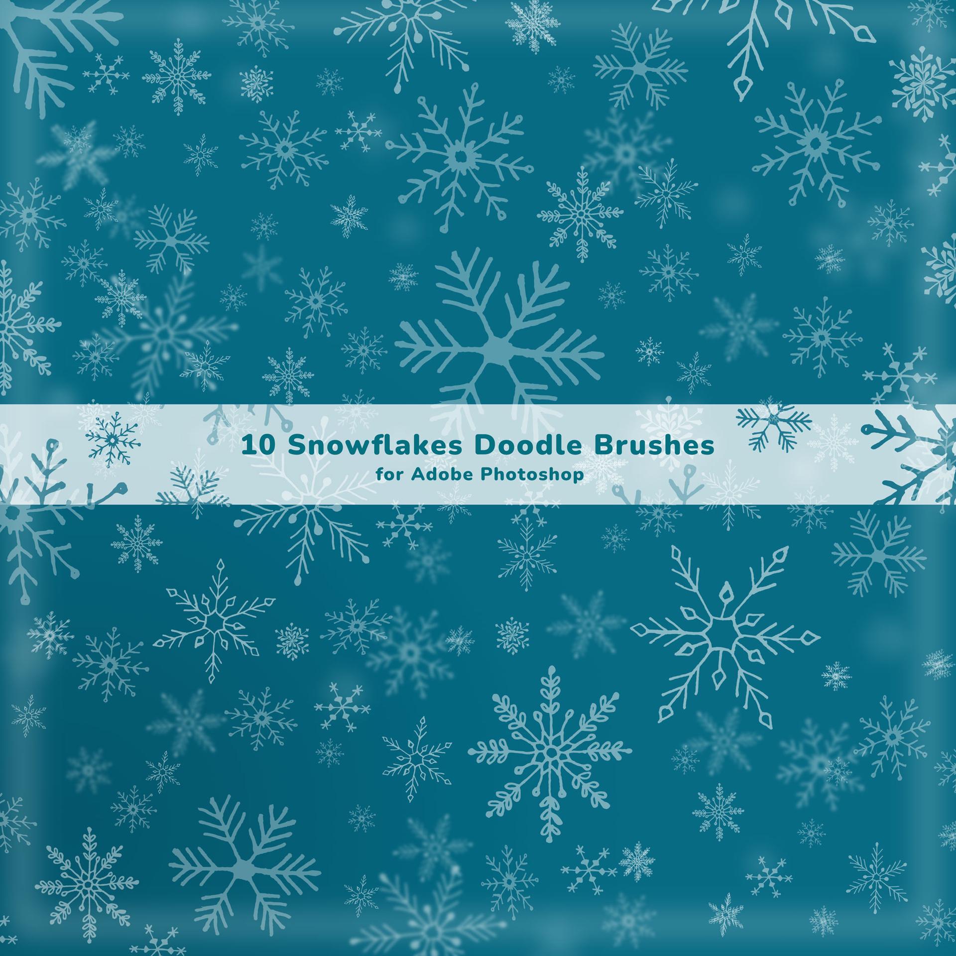 10 Snowflakes Doodle Brushes for Adobe Photoshop