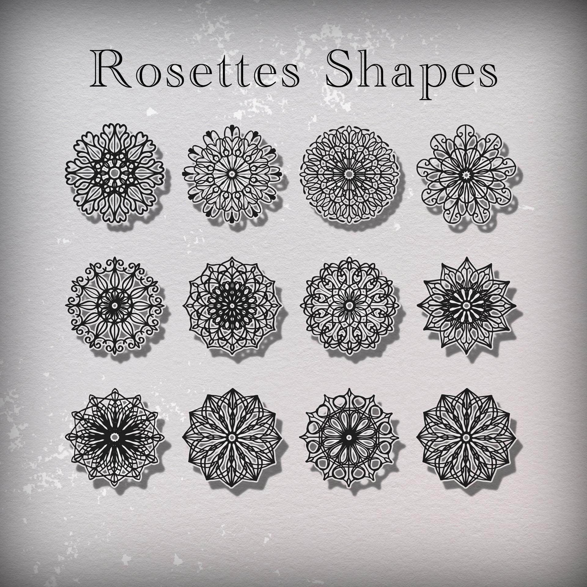 Rosette Custom Shapes - Photoshop custom shape preview