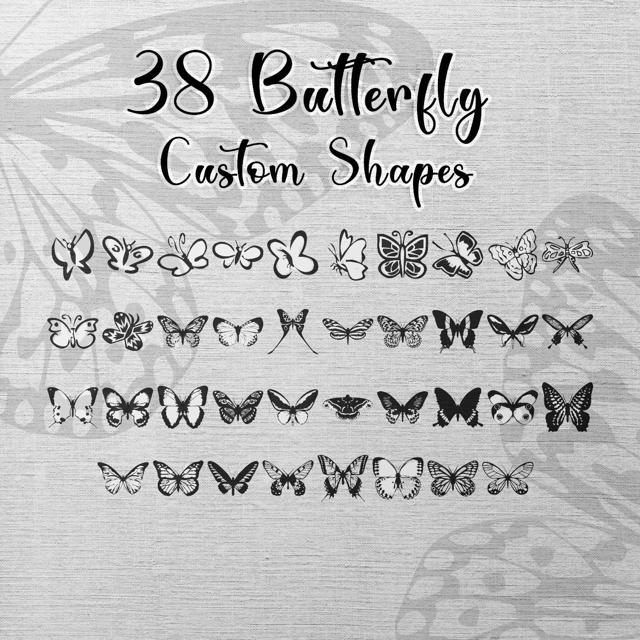 38 Butterfly Custom Shapes - Photoshop custom shape preview