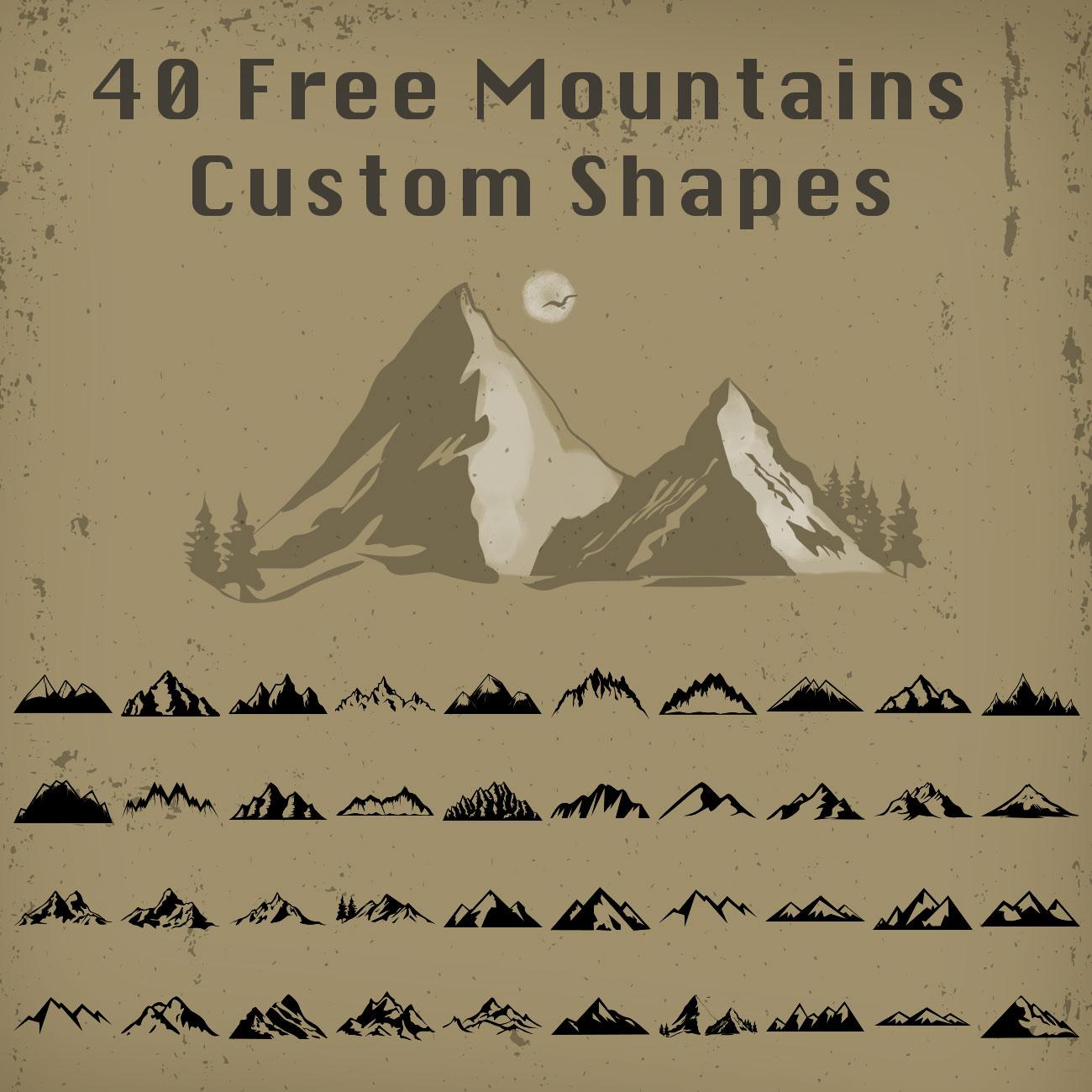 40 Free Mountains Custom Shapes - Photoshop custom shape preview