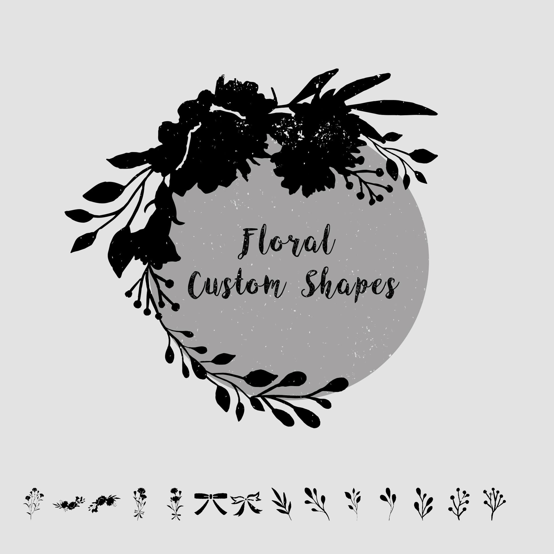 12 Floral Custom Shapes - Photoshop custom shape preview