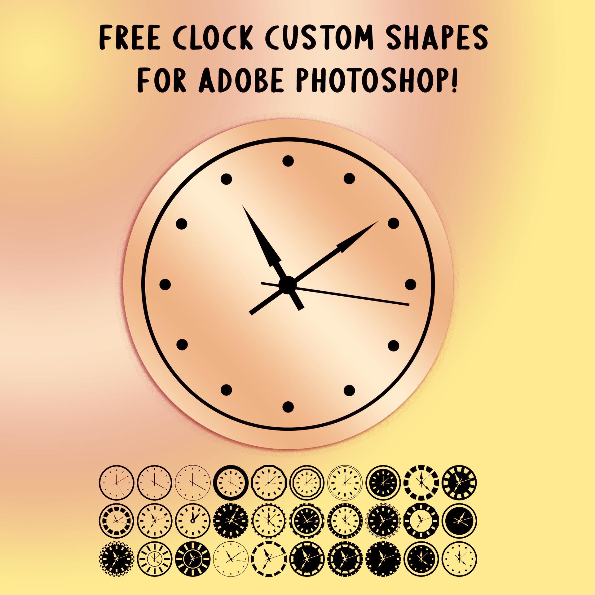 30 Free Clock Custom Shapes - Photoshop custom shape preview