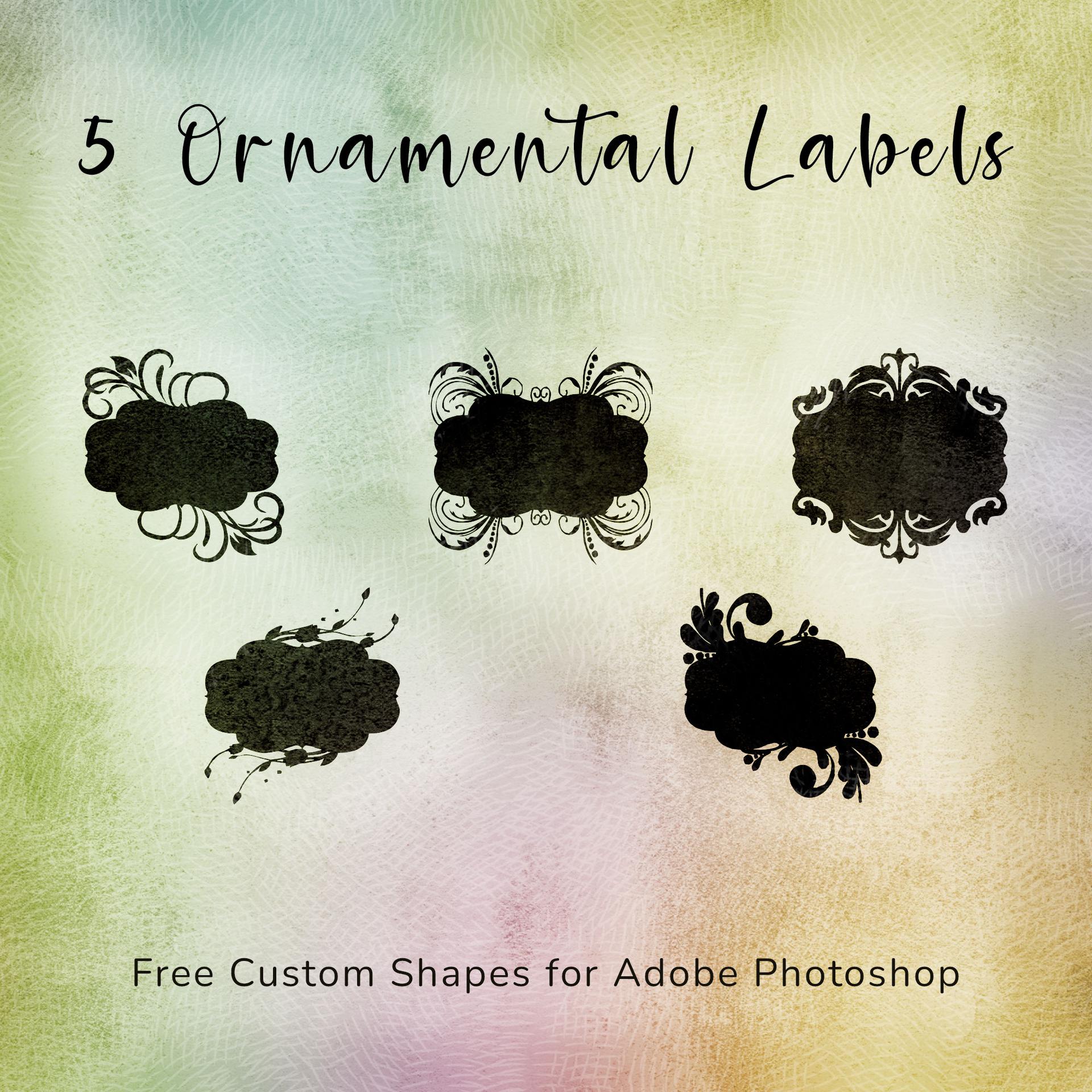 5 Ornamental Labels - Free Custom Shapes - Photoshop custom shape preview