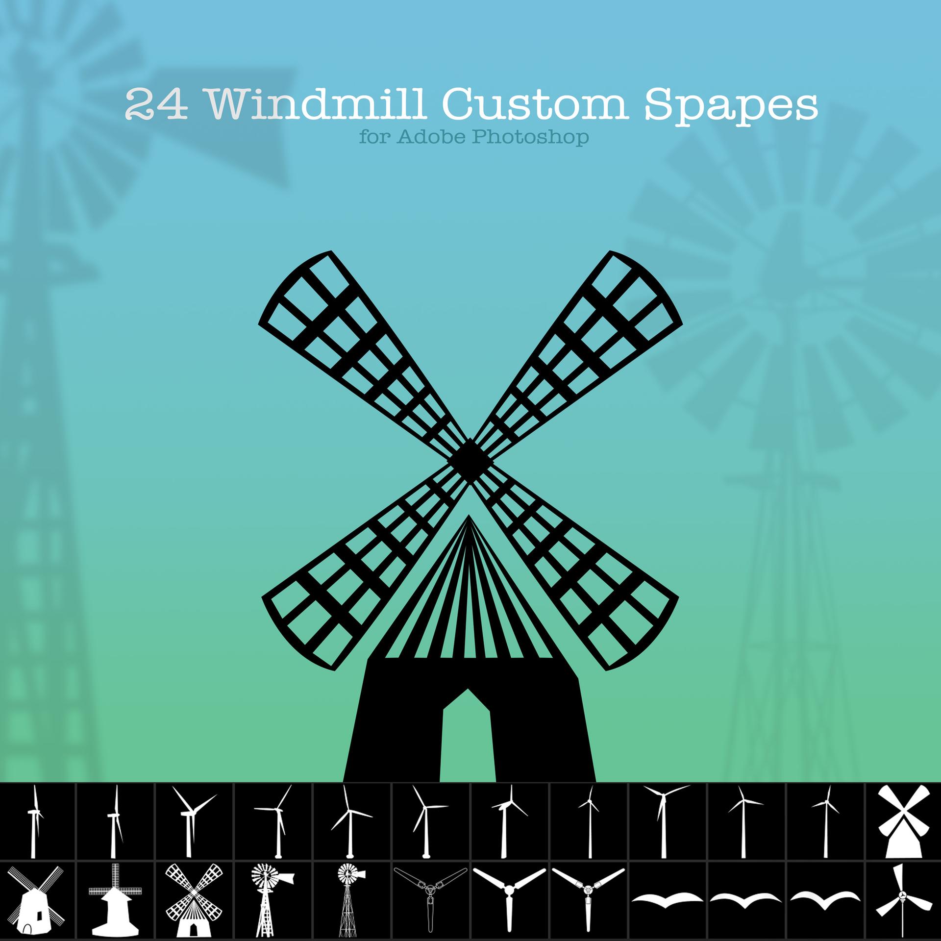 24 Windmill Custom Shapes - Photoshop custom shape preview